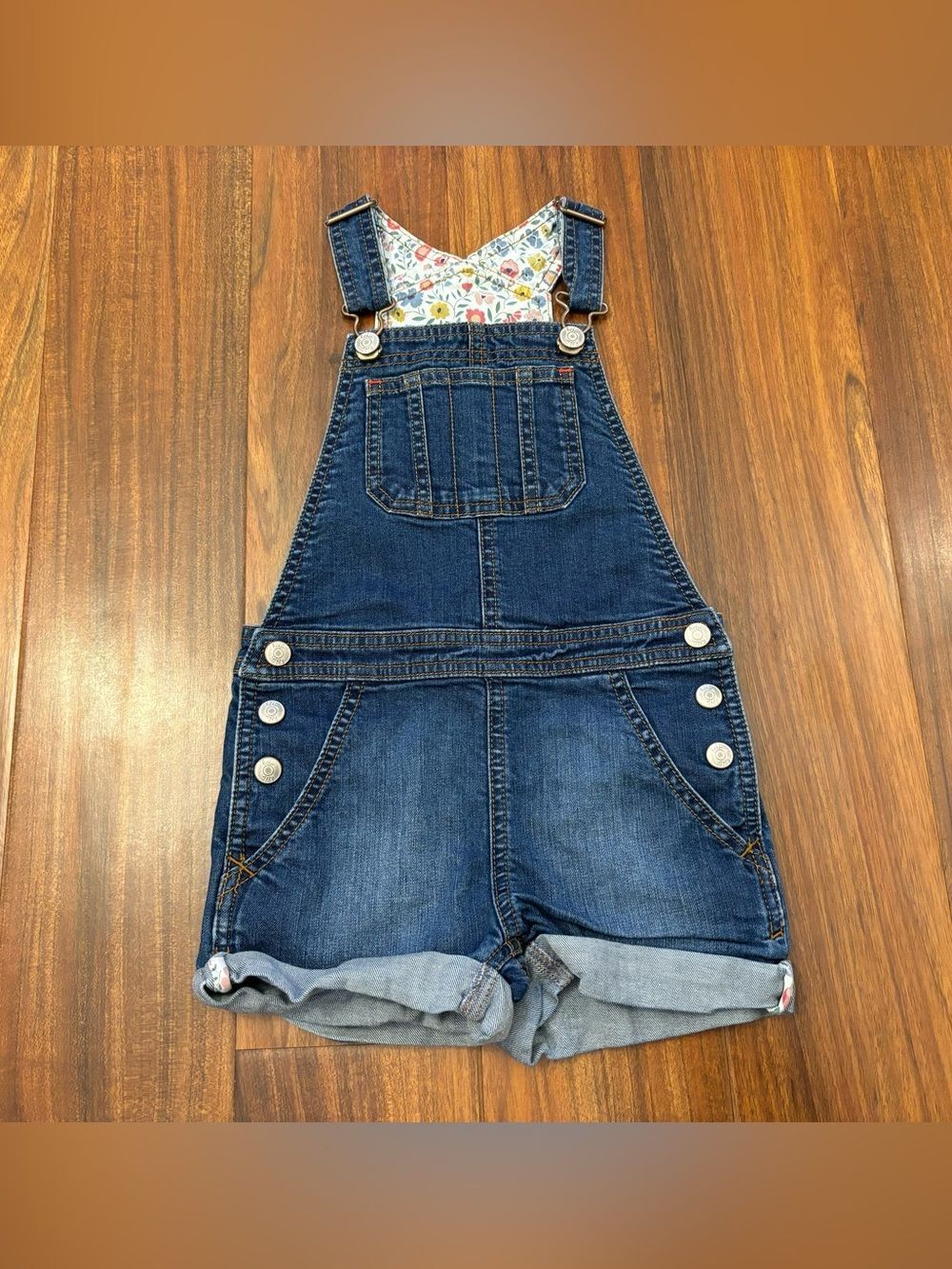 Boden navy denim overall shorts